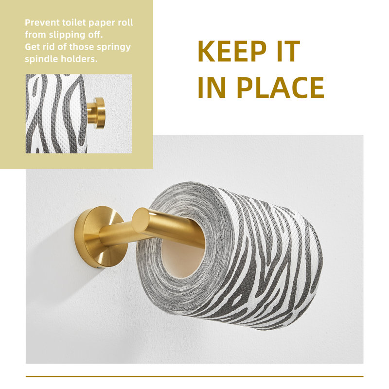 Wall Mounted Toilet Paper Holder, Brushed Gold