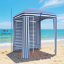 Parasol de plage Cabana avec sac, fenêtres, bleu et blanc-691465171