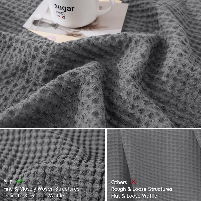 PHF 100% Cotton Waffle Body Pillowcase with Zipper, 1 Pack Soft Skin-Friendly and Breathable Pillow Sham for Bed, 20x54"