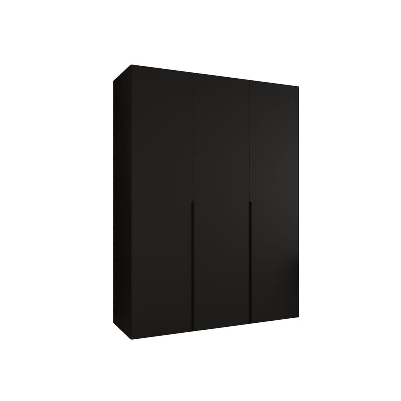 Bia 3 Door Manufactured Wood Wardrobe, Black