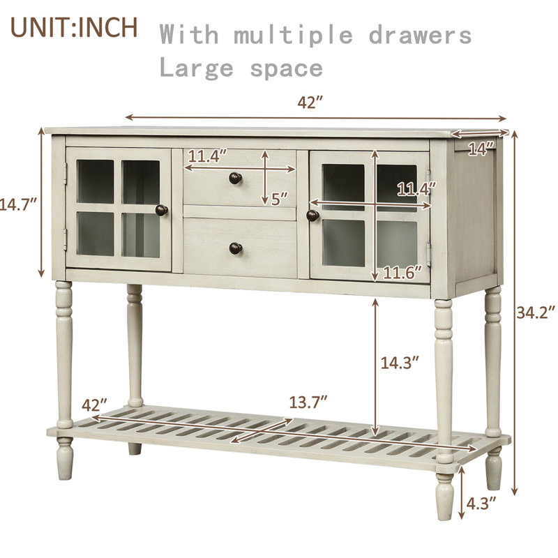 Ruochen 14'' Solid Wood Console Table, Antique Gray