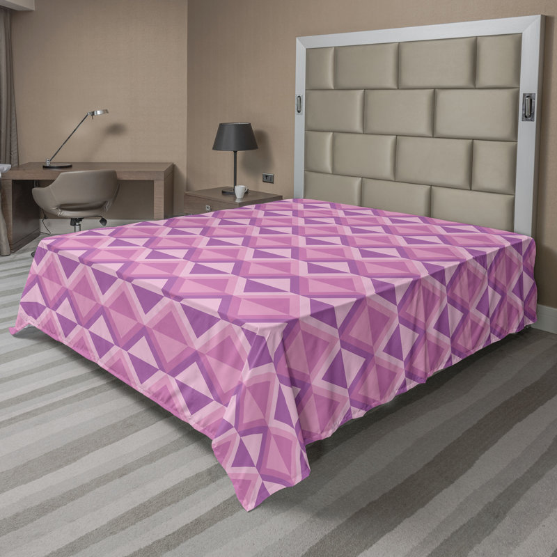 Drap plat moderne de style bohème Ambesonne, Drap plat grand, Pale Fuchsia/Soft Pink Geometric 1
