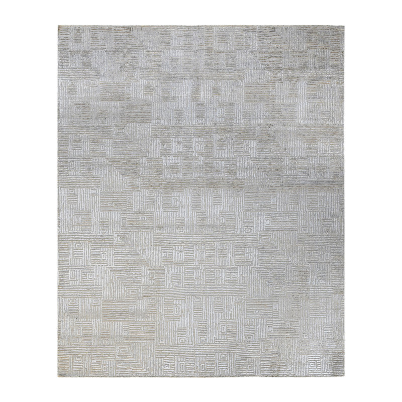 Tapis gris fait à la main Halesite, Rectangle 8 pi x 10 pi