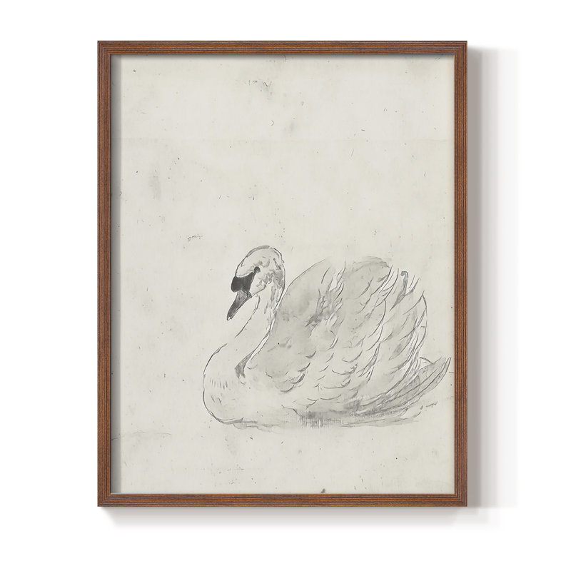 Croquis rétro, impression encadrée en bois massif, 21" H x 17" W, Noyer