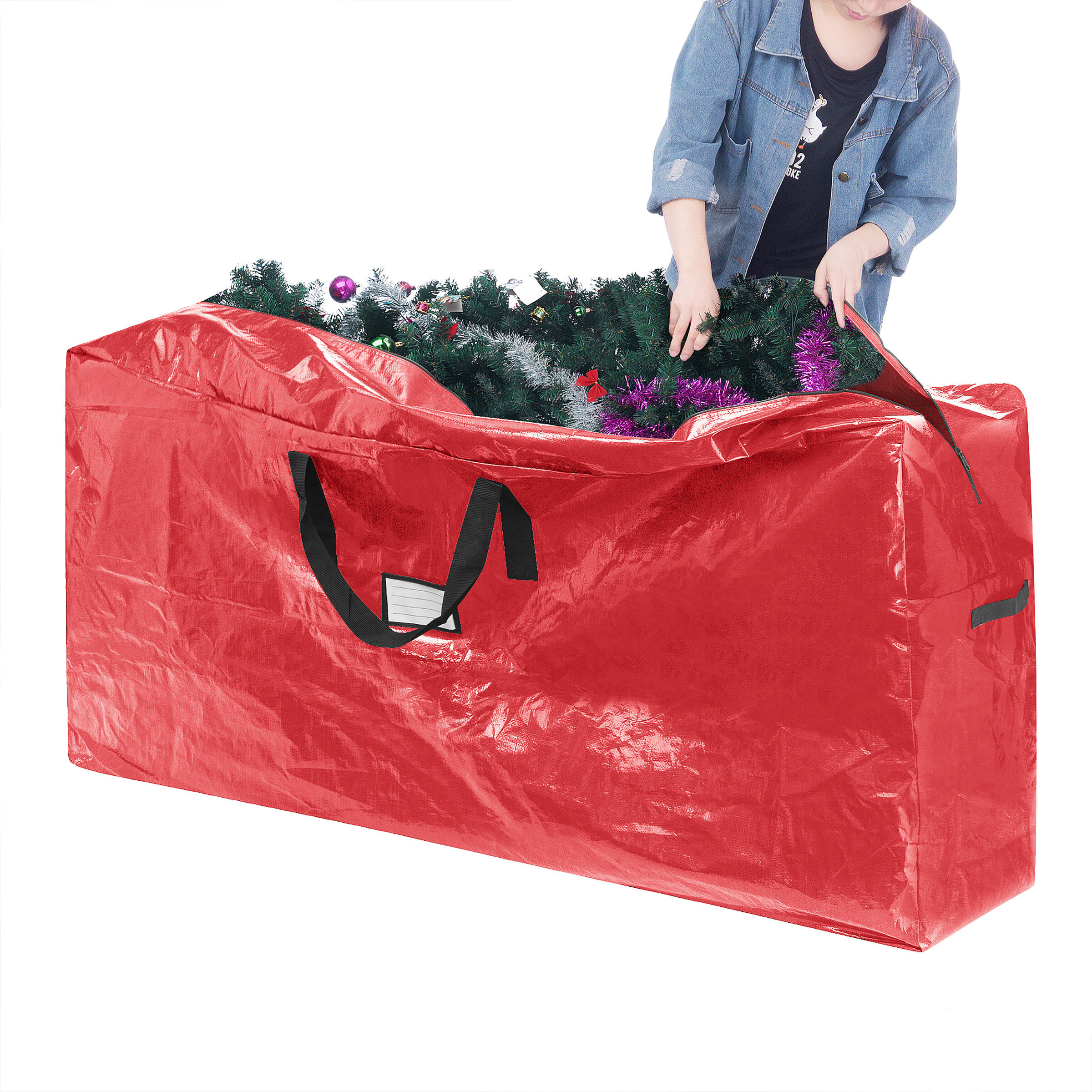 Deluxe Christmas Wreath Storage Bag Rebrilliant Color: Red, Size: 10 H x 48 W x 48 D