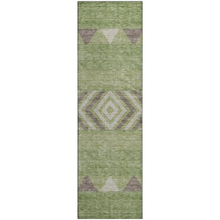Premium Machine Washable Prisco Green Rug