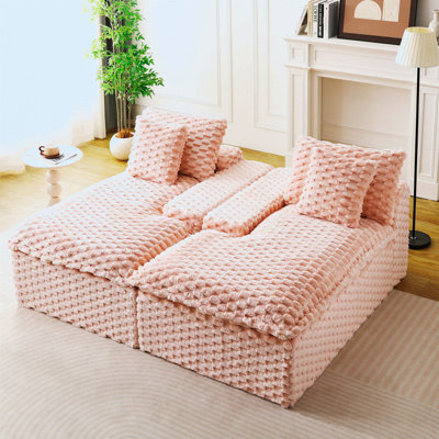 Canapé paresseux multifonctionnel en velours rose