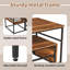 105Cm Modular Coffee Table Set (Set Of 2), Nesting C-Table With Multi-Level Shelves, Wood Grain, Black