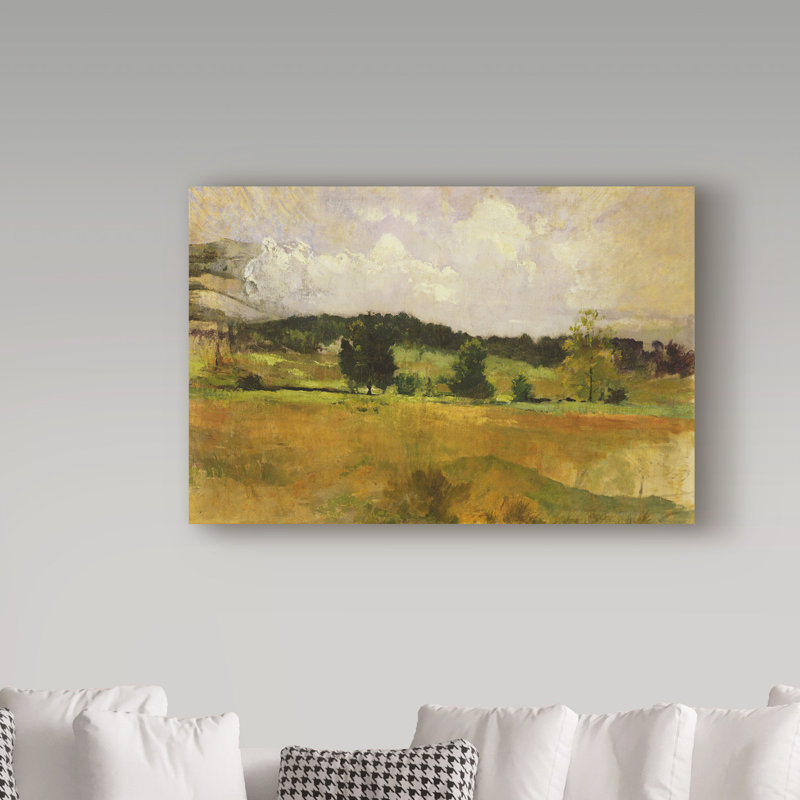 « landscape study », reproduction de peinture à l’huile sur toile tendue, H 22 po x l 32 po x P 2 po