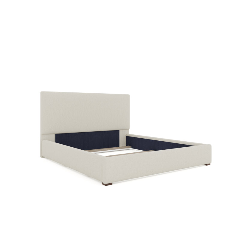 Moyra  Low Upholstered Bed, Off White, Queen