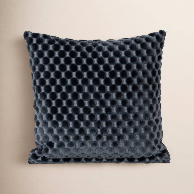 Oreiller en velours Nirvan, Bleu, Carré 26 po, Polyester