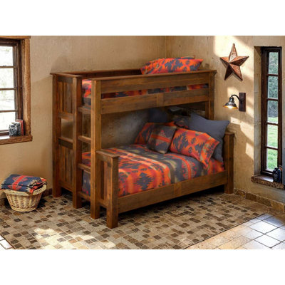 Fireside Lodge Barnwood Rustic Bunk Bed - Double/Double - Ladder Right