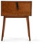 Table d'appoint Calvin Mid-Century moderne avec tiroir de rangement et tablette ouverte, noyer et noir