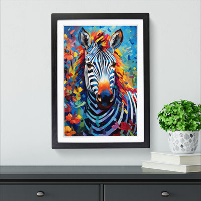 Zebra Expressionism - Single Picture Frame Print on Wood