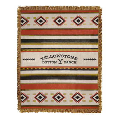 Paramount Yellowstone Montana Tribal Jacquard Throw Blanket, Fan Home Decor, 46x60 Inches