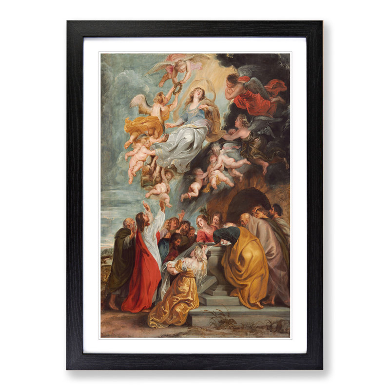The Assumption of the Virgin by Peter Paul Rubens - Framed Print, 65cm H x 48cm W x 2cm D, Black