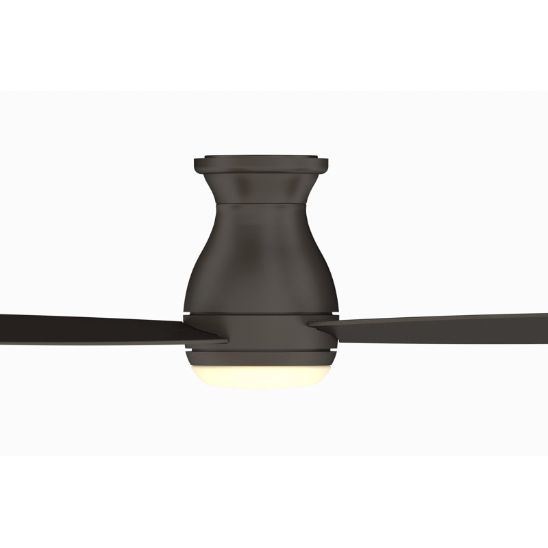 Hugh 52 inch Indoor/Outdoor Flush Mount Ceiling Fan with LED Light Kit and Remote Control - Matte Greige, Matte Greige