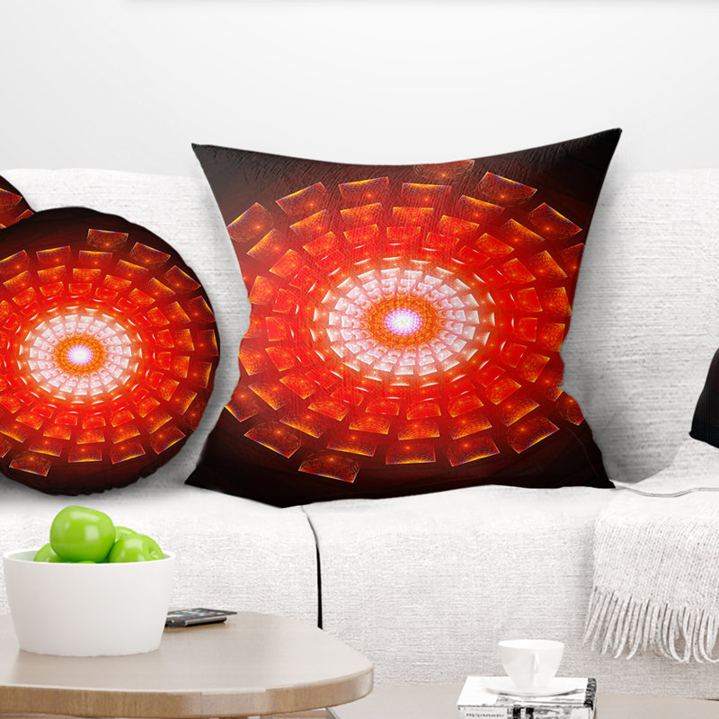 Circulaire Vortex Broken Particles - coussin à imprimé floral, 18 po x 18 po, Coussin décoratif