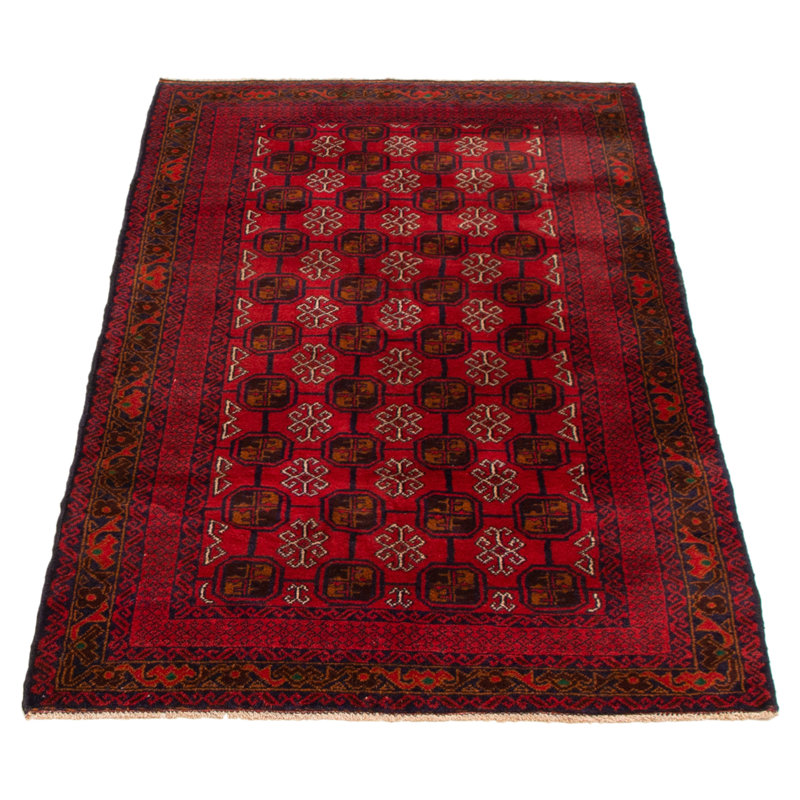 Tapis rouge noué à la main 3 pi 7 po x 6 pi 5 po Teimani