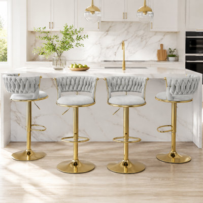 Velvet Adjustable Swivel Bar Stool