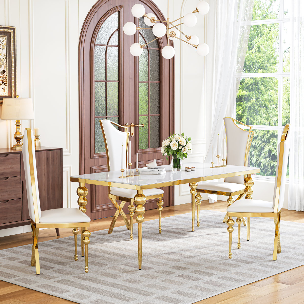 Everly Quinn Modern Luxury Dining Chair, Gold Stainless Steel X-legs ...