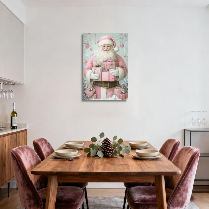 Art mural en toile rustique de Noël d'hiver sans cadre 24 po x 36 po