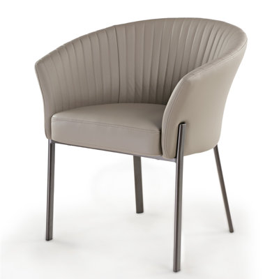 Dark Gray Pu Leather Upholstered Arm Dining Chair