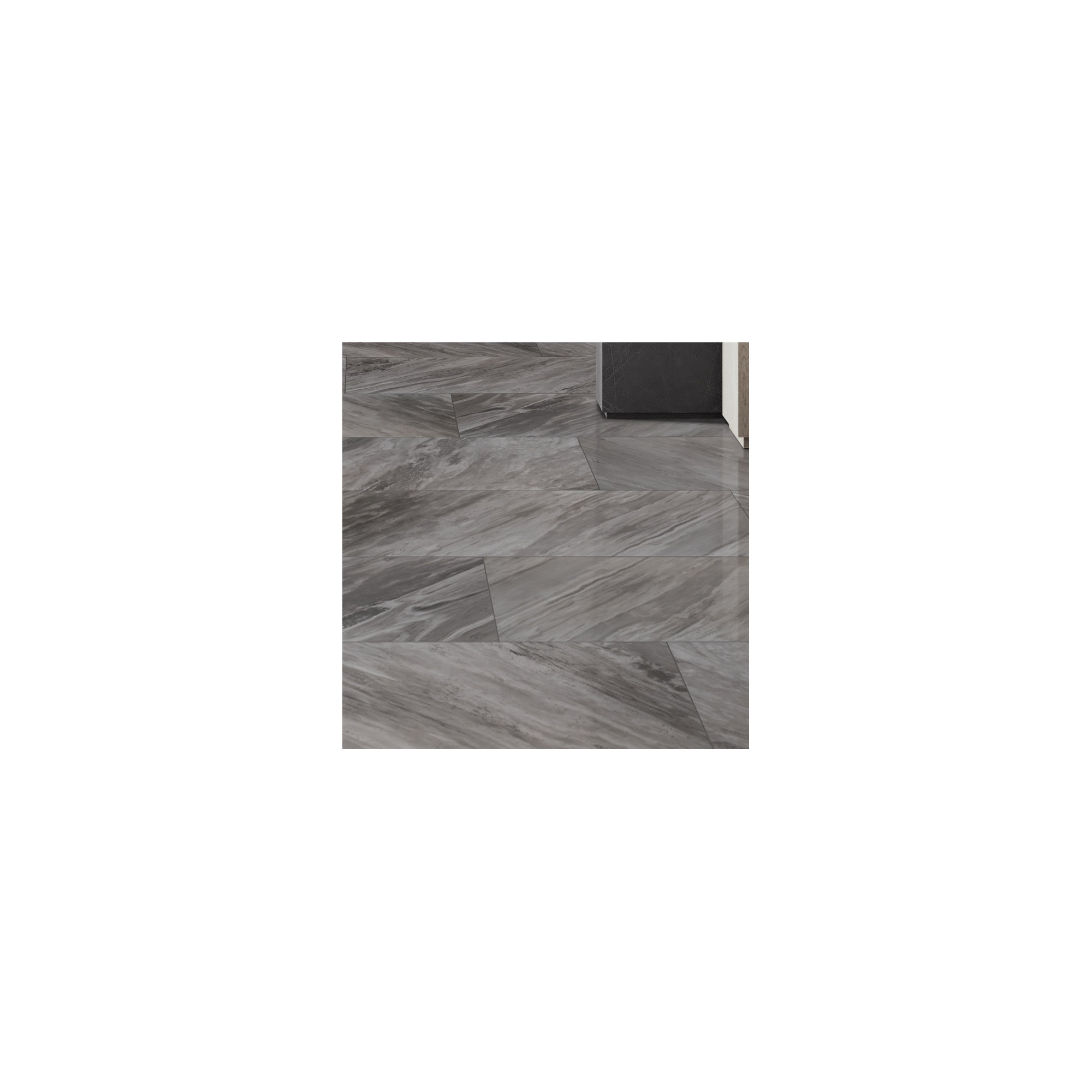 Ardena 24 in. x 48 in. Polished Porcelain Stone Look Floor and Wall Tile, Mist Nero