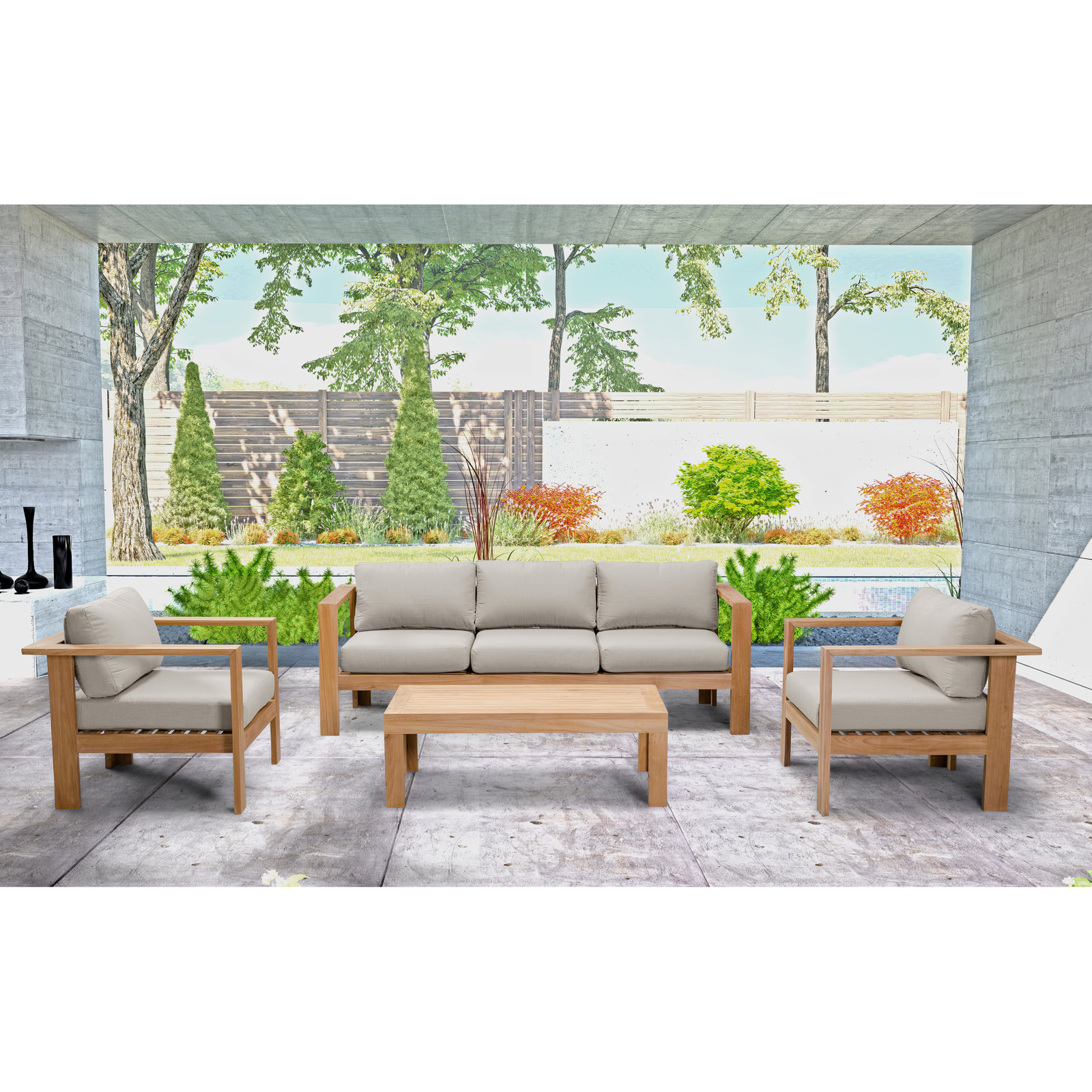 Sonoma 5 - Person Patio Conversation Set, 4 Pcs: Table, Sofa, 2 Chairs, Cast Silver Sunbrella®