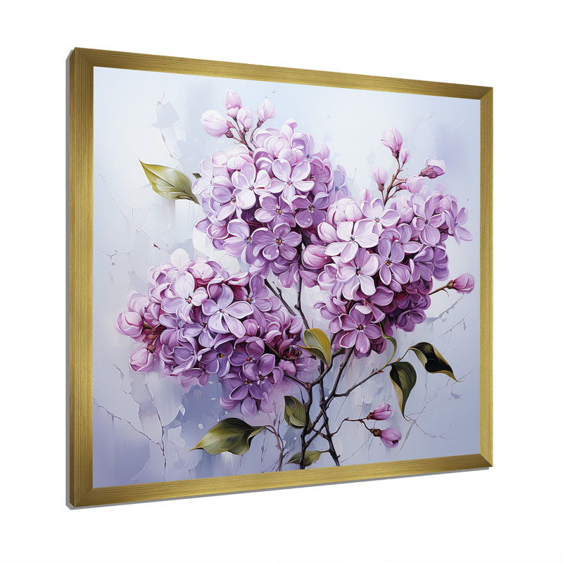 Minimalist Elegance Dreamscape Lilac Bouquet - Lilas, reproduction d'art sur toile, Cadre doré simple