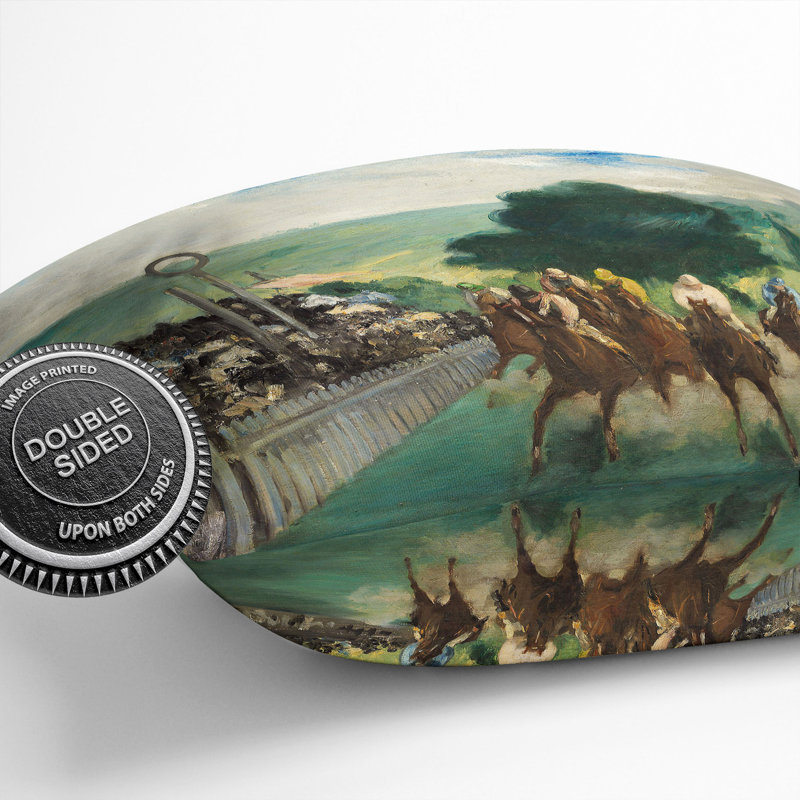 The Races at Longchamp Scatter Cushion with Filling, 55cm H x 55cm W x 20cm D, Black/Grey/Green