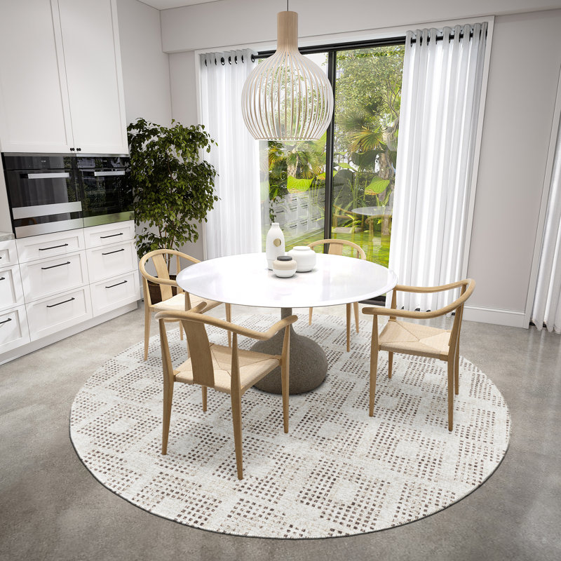 Ingund Performance Chenille Washable Indoor / Outdoor Rug, Round 8'