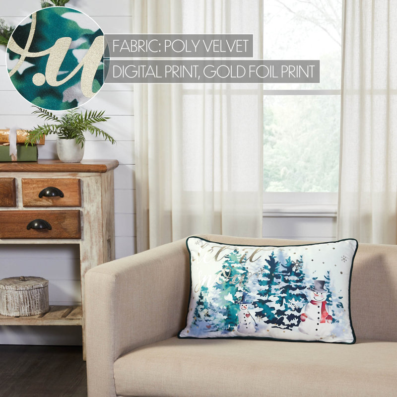 Let It Snow White and Gold Christmas Pillow