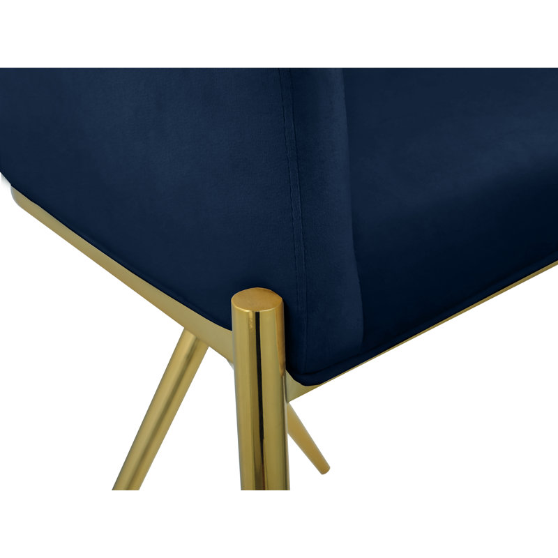 Tabouret de comptoir 26,5 po Xavier, Velours marine, Doré