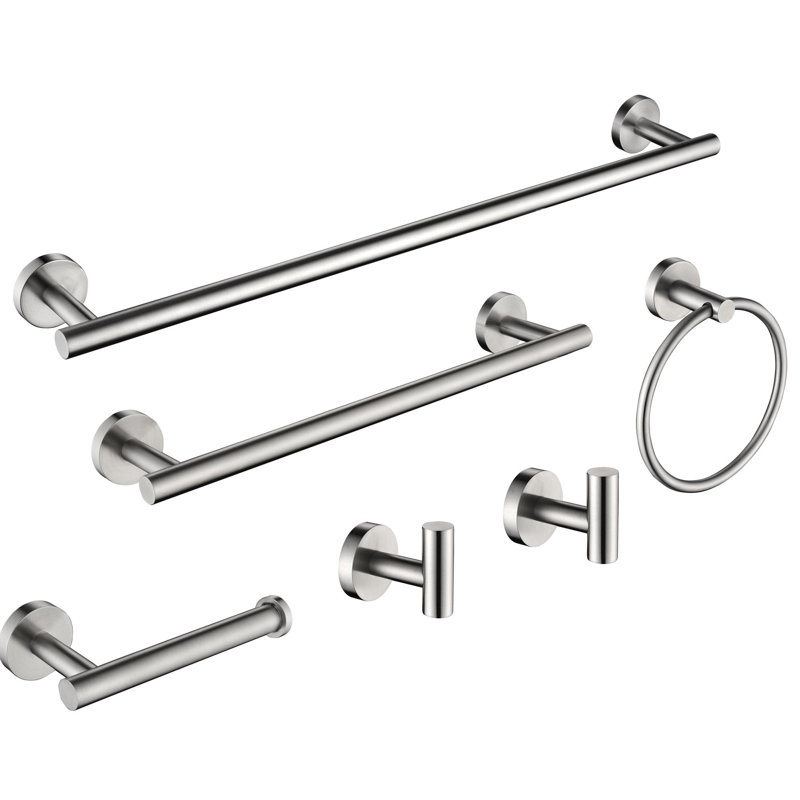 6 Piece Stainless Steel Bathroom Towel Rack Set Wall Mount, Matte Black