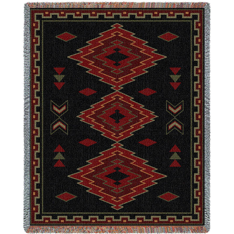 Couverture Pure Country Weavers Taos - d'inspiration amérindienne du Sud-Ouest - jeté en coton tissé à la main - fabriqué aux États-Unis (72 x 54)