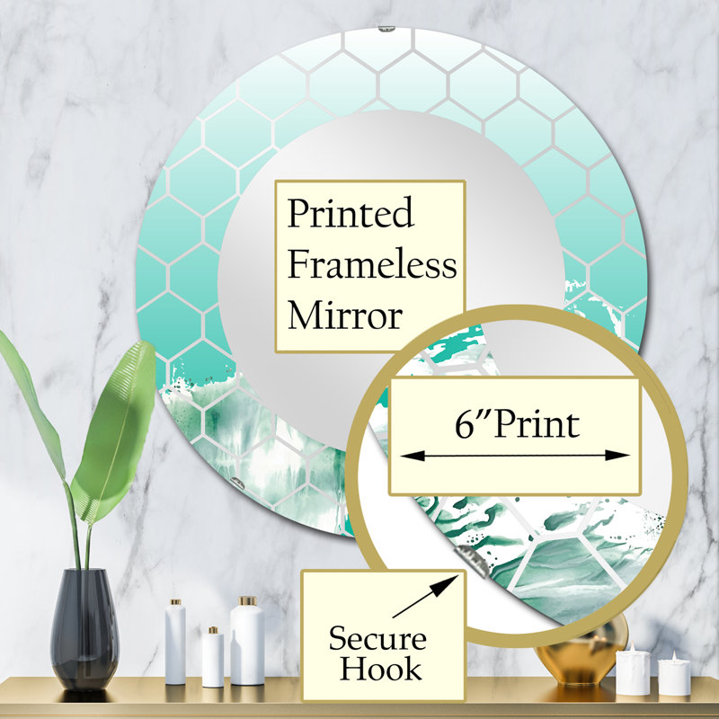 Auquamarine Landscape - Miroir mural traditionnel, 32 po x 32 po