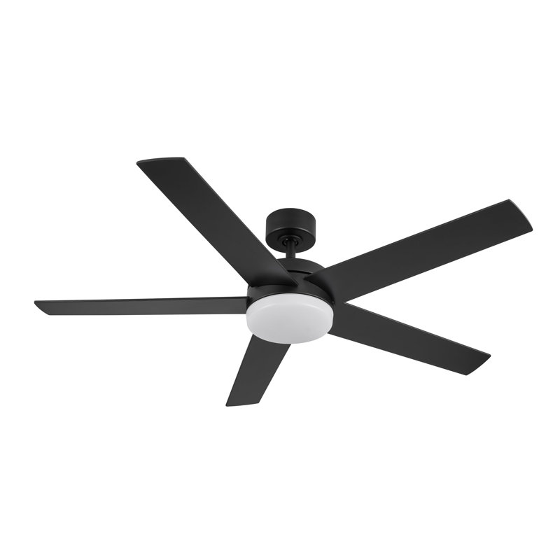 Ventilateur de plafond noir mat à 5 pales de 52 po Weeden avec télécommande, ensemble d'éclairage à DEL à intensité variable et moteur réversible