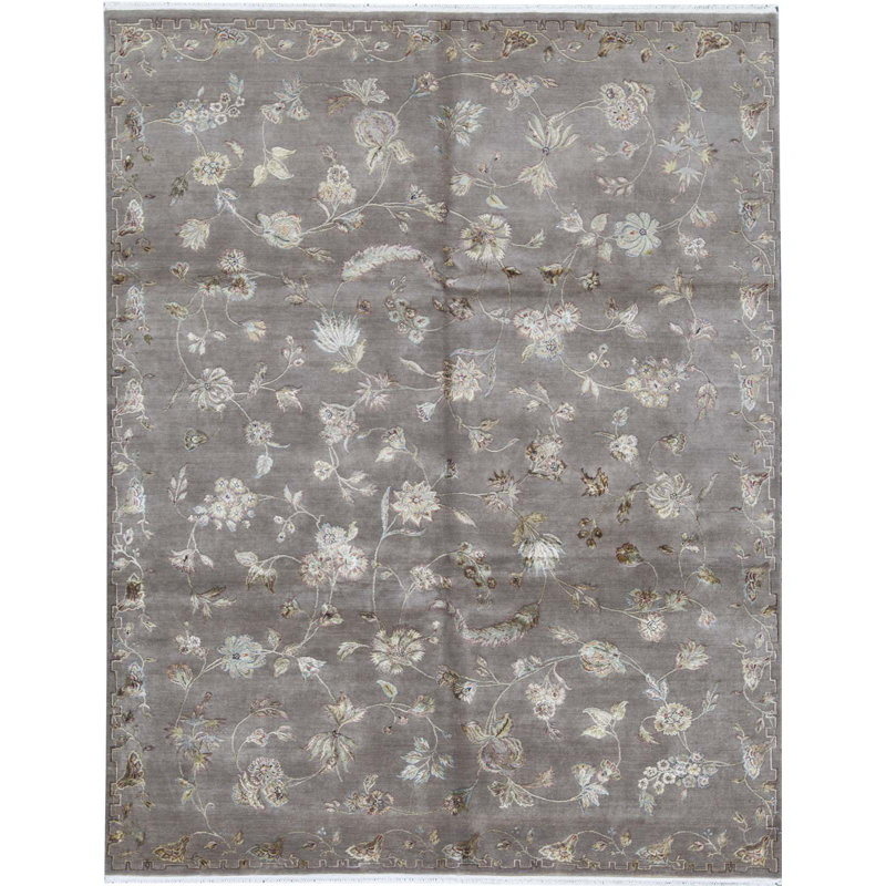 Tapis chameau et crème noué à la main de haute qualité