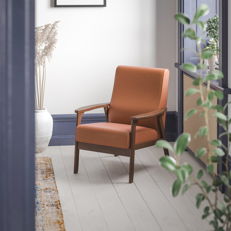 Chaise avec accoudoirs Devansshi, Similicuir brun