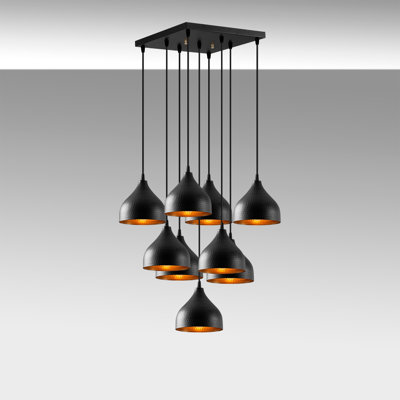 Mullein 9 - Light Black Cluster Pendant