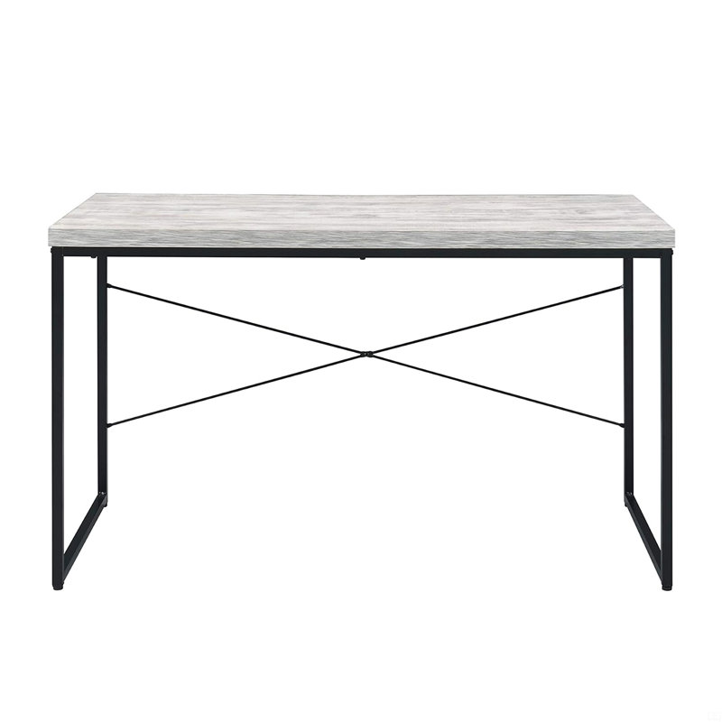 Bureau d'écriture rectangulaire en faux béton, Blanc, Noir