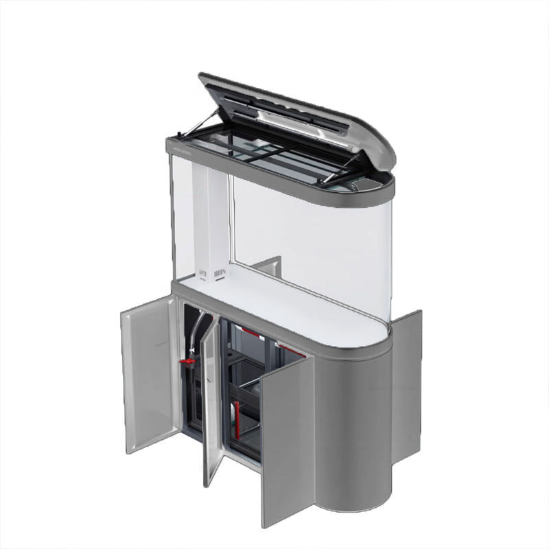 Aquarium aquarium semi-circulaire simple et moderne, Gris, H 61,4 po x l 47,2 po x P 15,7 po