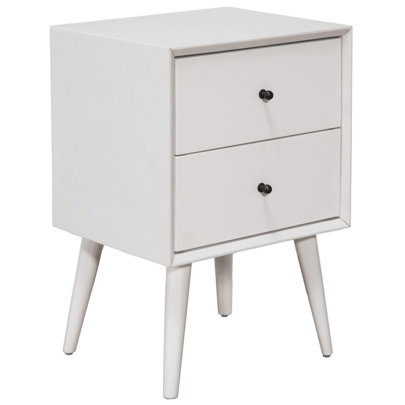 Élégante et moderne table de chevet Mid-Century en acajou avec 2 tiroirs doublés de feutre, l 18 po x P 15 po x H 26 po