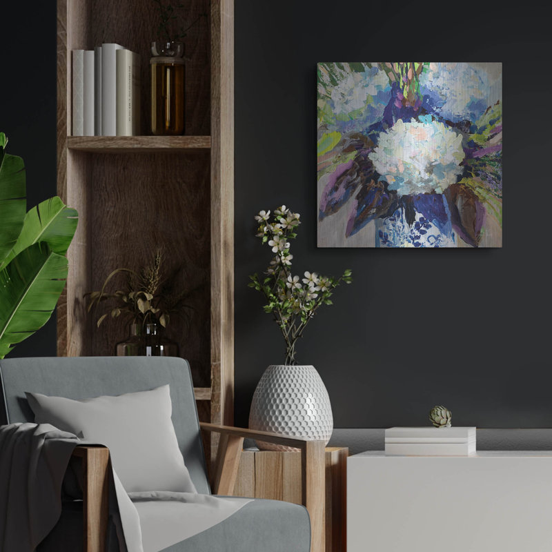 "Hydrangea Chinoiserie 2" par Jeanette Vertentes, H 24 po x l 24 po