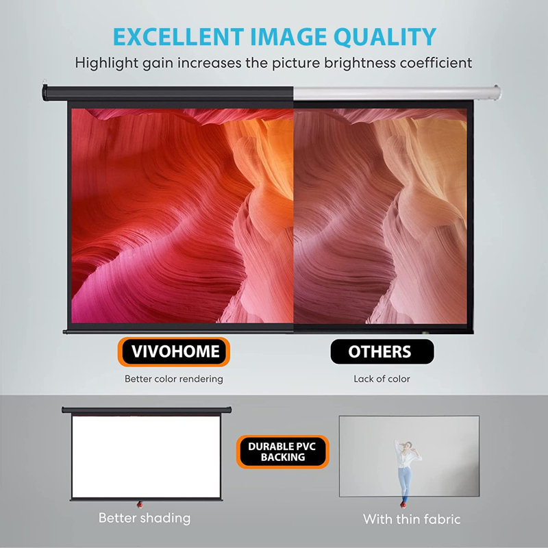 White 49'' x 74'' Manual Ceiling Mounted Projector Screen