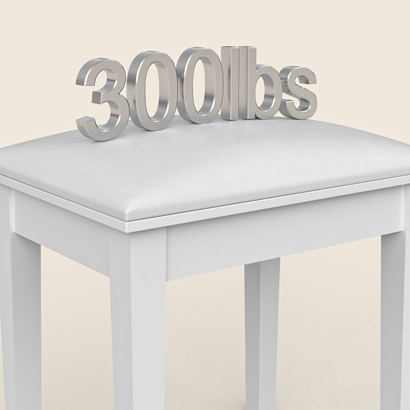 Solid + Manufactured Wood Accent Stool, White