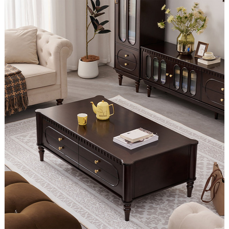 Table basse vintage en bois massif, H 19,69 po x L 54,72 po x l 29,13 po