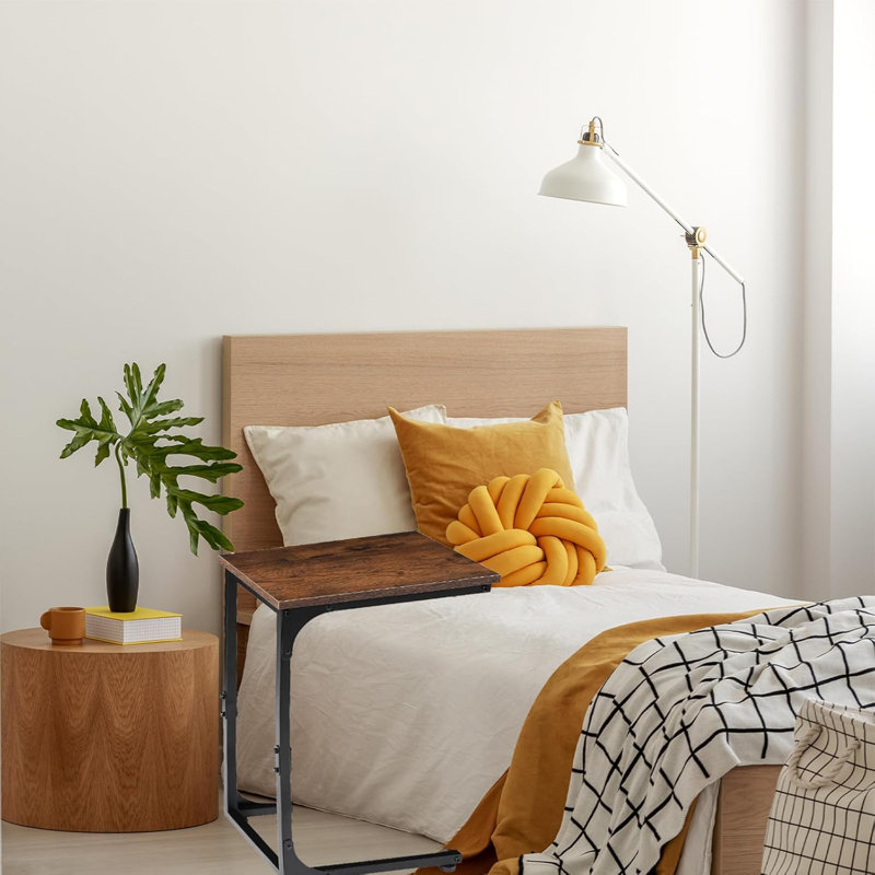 C Shaped End Table For Couch Small Side Tables For Bedroom With Storage Bag Sofa Table For Small Spaces Morden TV Tray Table With Metal Frame For Living Room Suitable As Bedside Coffee Laptop Table
