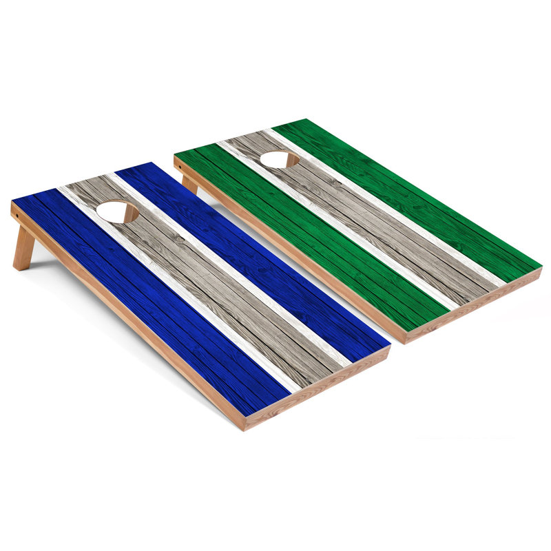 Panneaux de cornhole rayés avec étui et lumières, Royal / Kelly